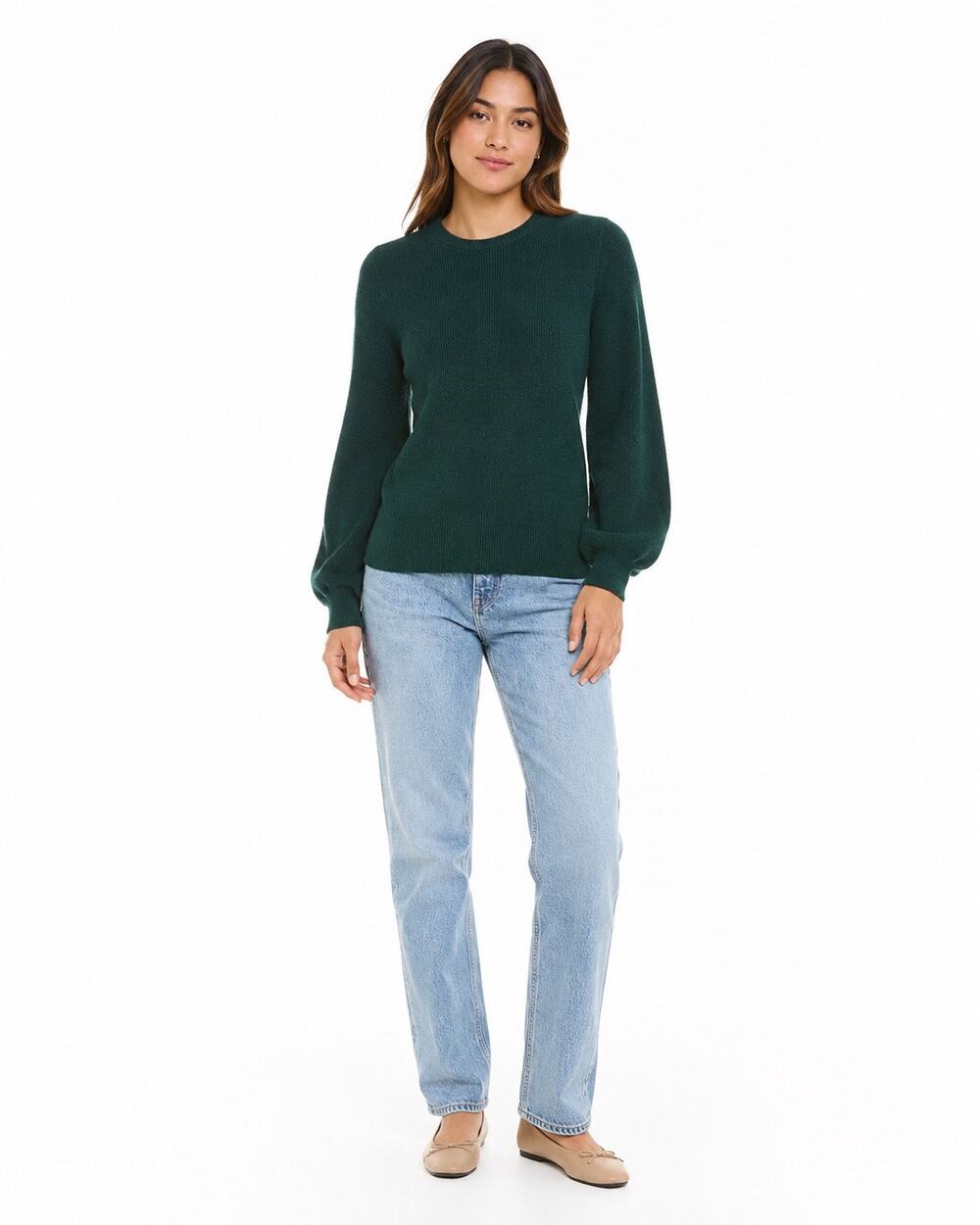 WHITE + WARREN Cotton Silk Knit Crewneck Sweater